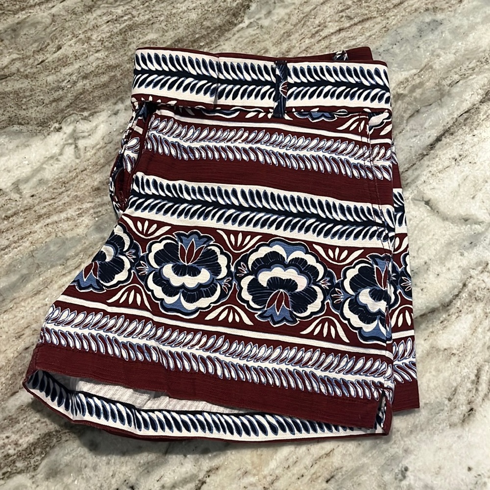 LOFT boho navy, blue and white stretch shorts